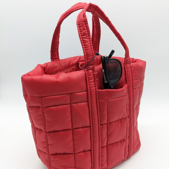 MICHAEL KORS Stirling quilted recycled nylon puffy SMALL tote bag -RED - Picture 5 of 12